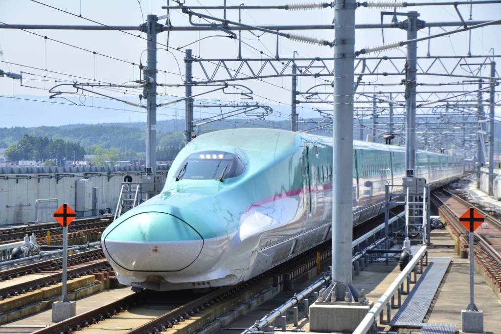 A Shinkansen train in Japan