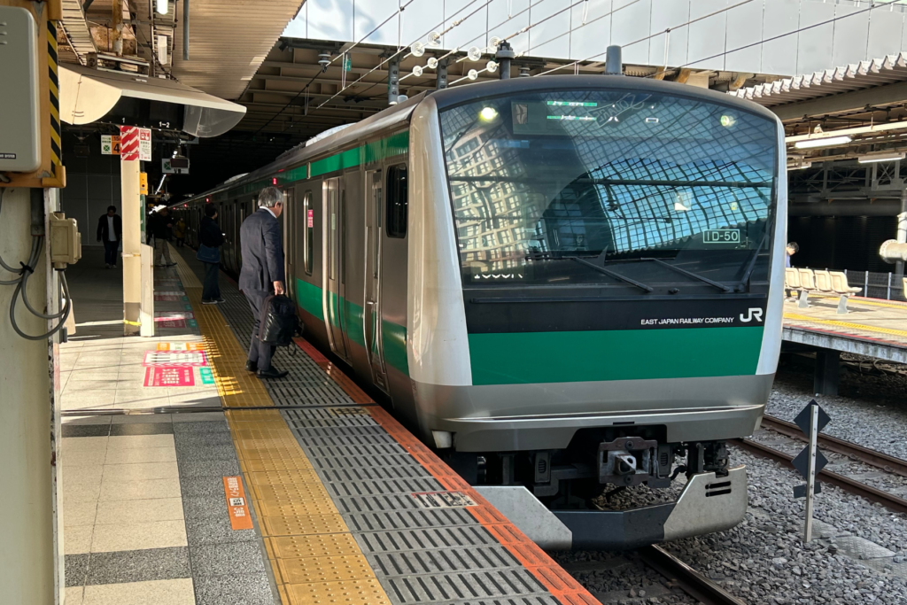 A train at a station in Japan